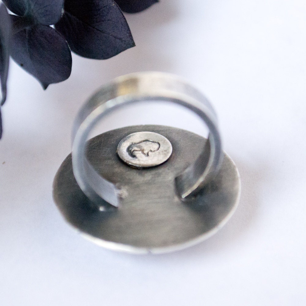 Amethyst Cocktail Ring, Sterling silver, faceted, Cog in the Machine Statement ring, February birthstone