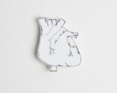 White Anatomical Heart Brooch, Human heart Brooch, Original Drawing Heart Brooch, Heart Jewellery, 2 inches