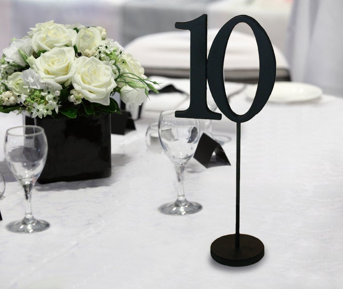Wedding Table Numbers for Weddings and Events - Wood, Black Table Numbers