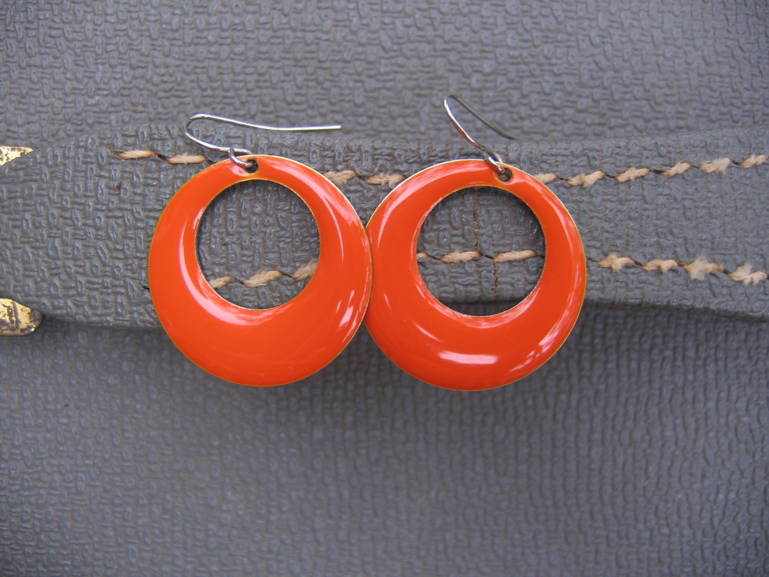 Outrageous Orange Enamel Hoop Earrings