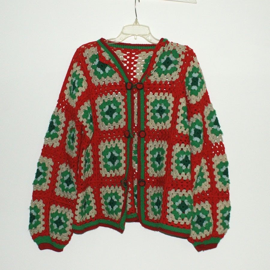 Vintage Granny Square Crochet Jacket