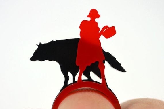 Little Red Riding Hood Laser Cut Acrylic Ring Set