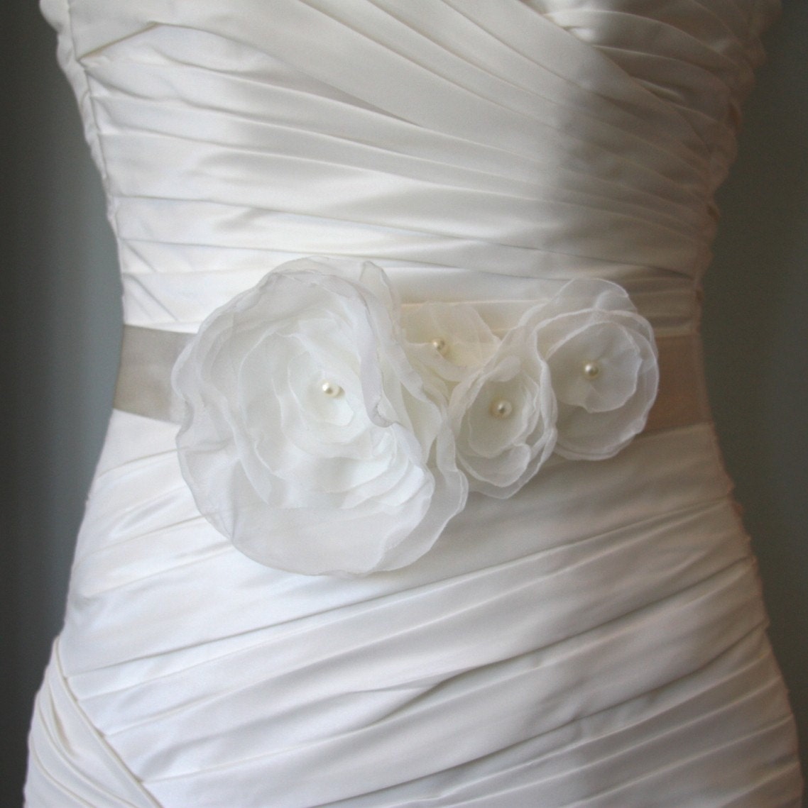 Angel -Ivory on Ivory Bridal Sash Bridal Belt, wedding belt