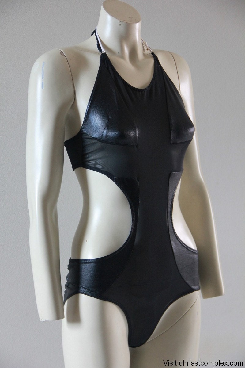 Black Bodysuit Medieval Crusade Pvc Cross Crucifixion Swimwear Lingerie Leotard Dance Gothic Goth Chrisst Unique Fashion SPECIAL ETSY PRICE
