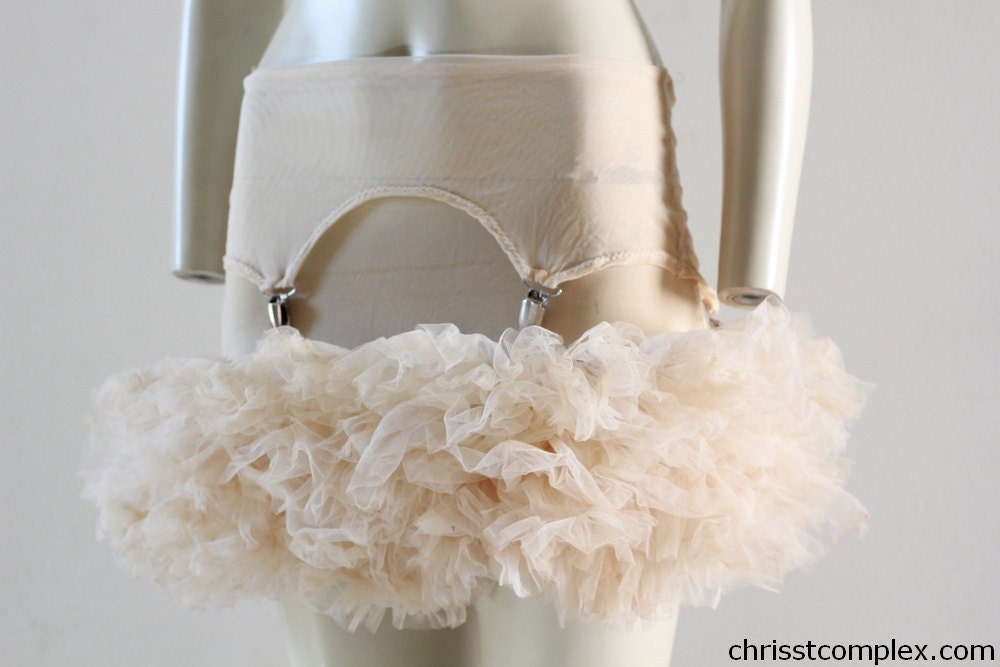 Tutu Cream Lingerie Skirt Suspender Tulle Tutu Ballet Bridal Honeymoon Burleque Black Swan Cosplay Lolita - Chrisst  SPECIAL ETSY PRICE