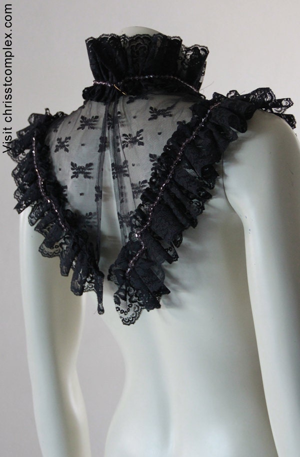 Lace Collar Detachable Neck Piece Steampunk Black Ruffles Kawaii Lolita -  Beautiful, edgy and extremely Chrisst - SPECIAL ETSY PRICE