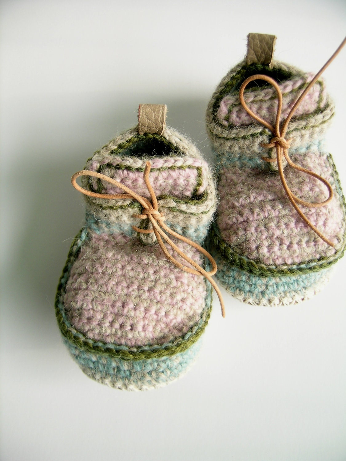 Girly Girl Boot-laced Booties Made for Walking in earthy pink and blue - Toddler U.S. sizes 3-13