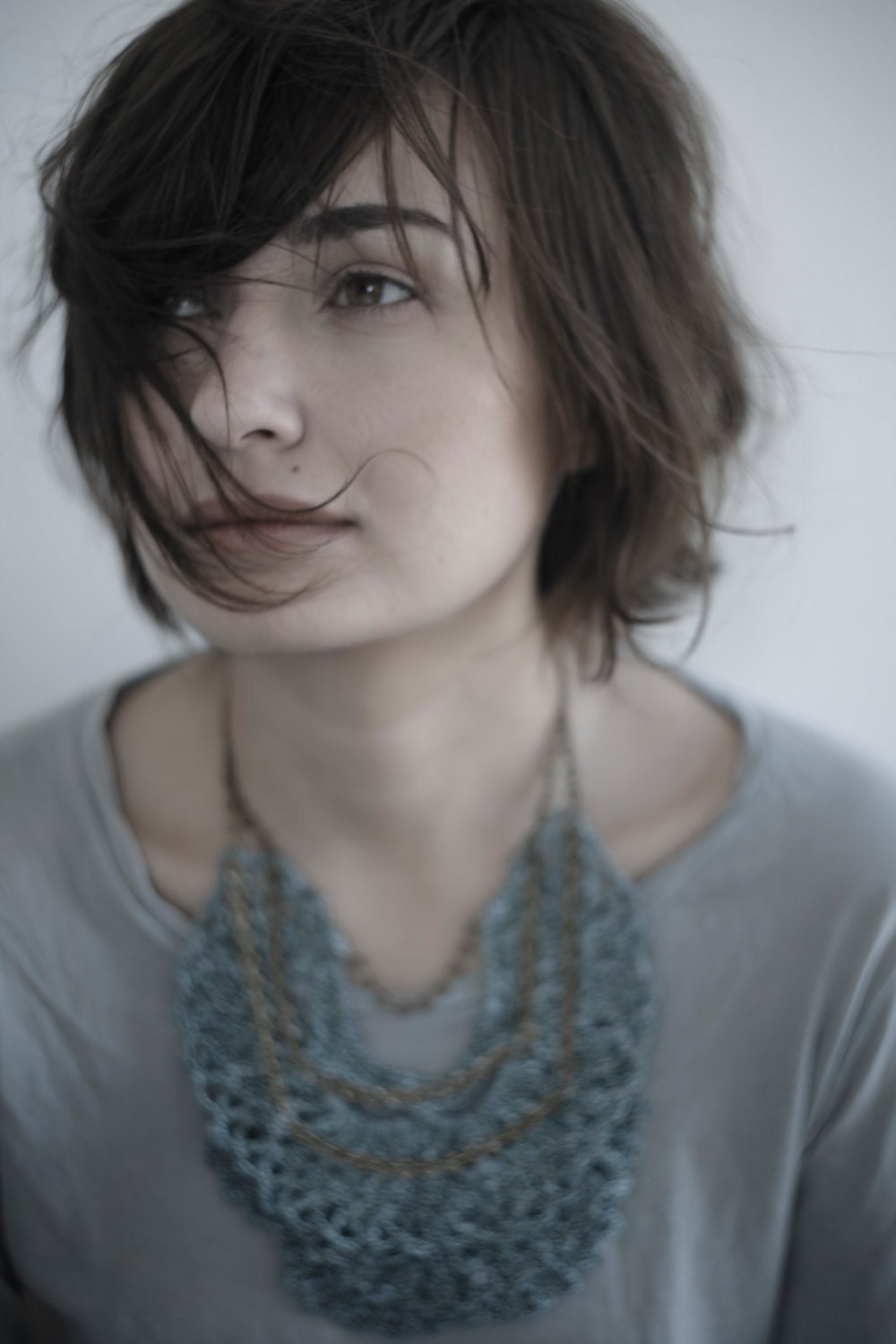 Sale - Crochet Collar Jabot in  Verdigris Green - 20% off - Ready to Ship SALE