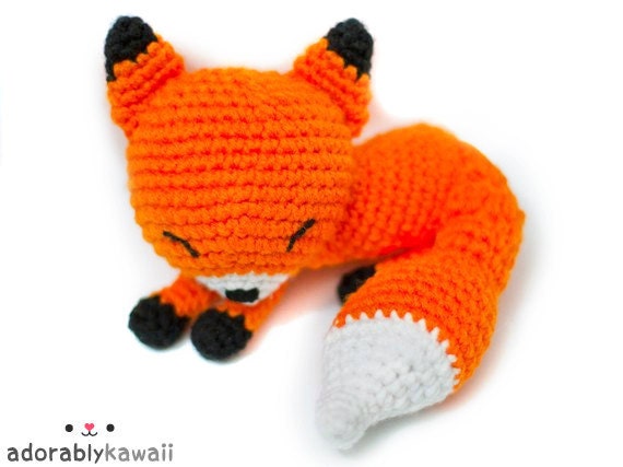 kawaii orange sleepy fox amigurumi plush - MADE TO ORDER