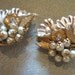 Vintage Earrings - 40s, 50s BEAUJEWELS Gold Gilded Filigree Earrings Faux Pearls, Rhinestones, Lucite // Jewelry