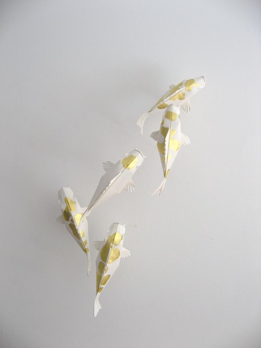 5 Fish Gold Leaf Kohaku and Tancho Pond