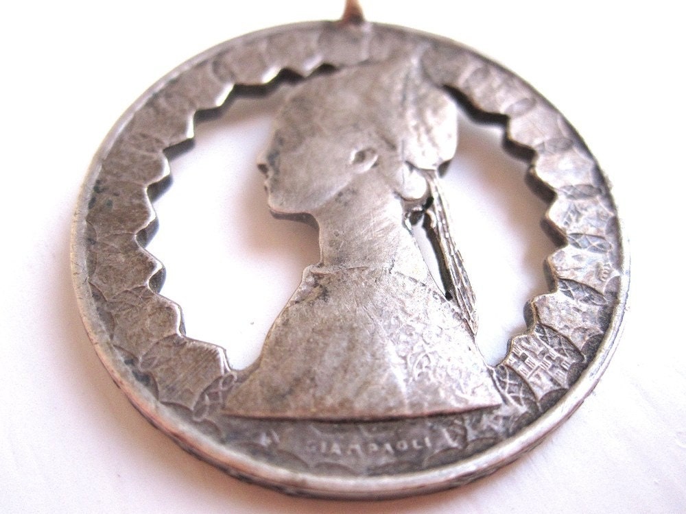 RESERVED FOR CAIT...Please do not purchase...Engraved Pendant 1950s Italian Giampaoli
