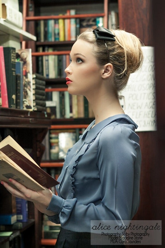 Colette Blouse - Smokey Blue - Made To Order