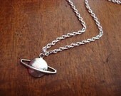 Space Cadet Planet Saturn charm necklace - MouseKitten