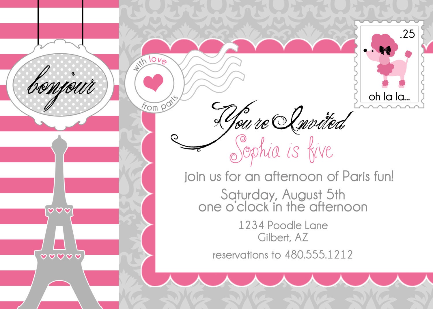 PRINTABLE PARTY INVITATION - Poodles in Paris Birthday Collection Il_170x135