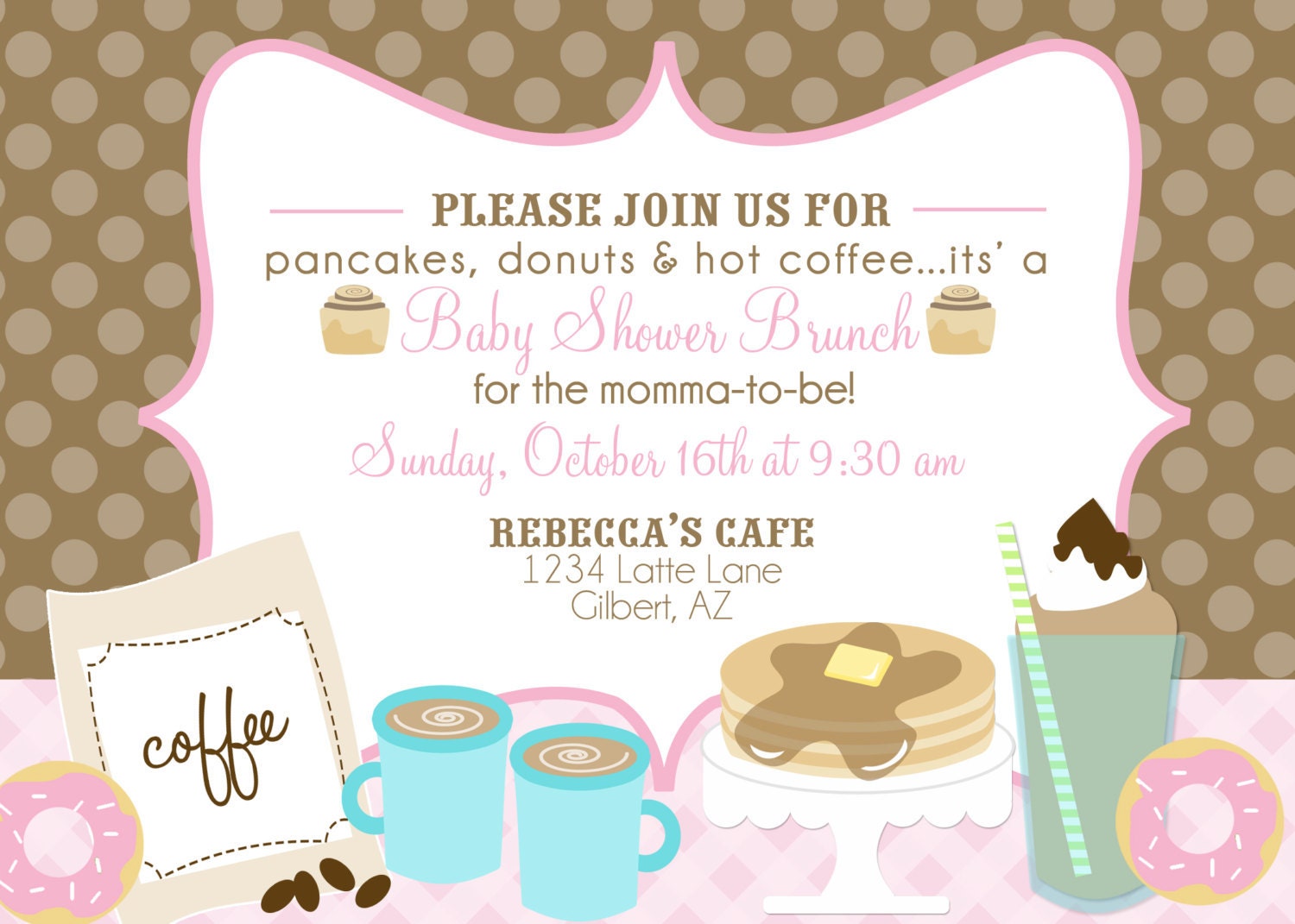 Bun in the Oven Baby Shower Printable Party Invitation - coffee cocoa birthday bridal brunch - Fresh Chick Designs Il_170x135