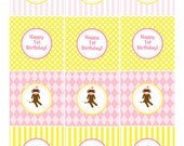 Vintage Sock Monkey Printable Birthday Party of Baby Shower Cupcake Toppers - Fresh Chick Designs Il_170x135