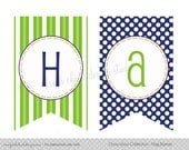Printable Party Happy Birthday Flag Banner - Train Birthday or Baby Shower - Fresh Chick Design Studio Il_170x135