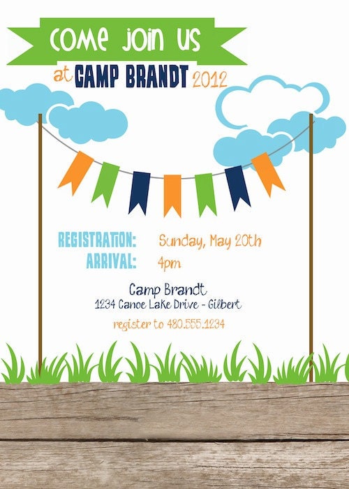 Summer Camp Birthday Party Printable Digital Birthday Invite by Fresh Chick Designs Il_170x135