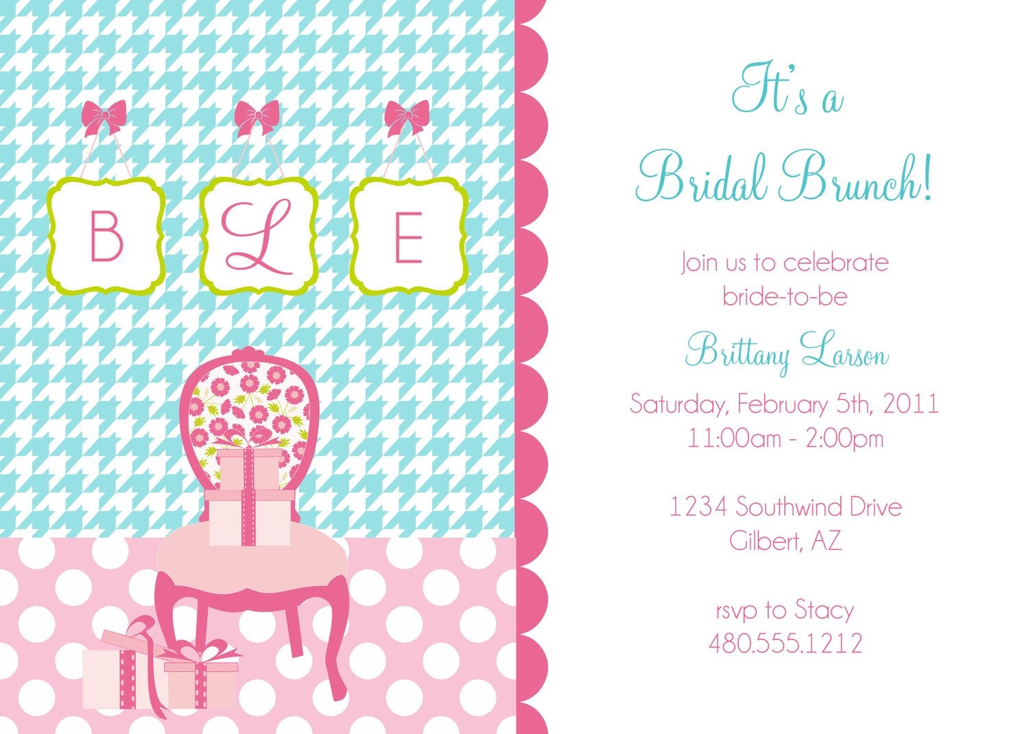 PRINTABLE PARTY INVITATION -Monogram Bridal Brunch Collection Il_570xn