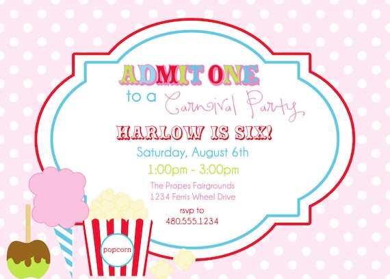PRINTABLE PARTY INVITATION - Carnival Collection Il_570xn