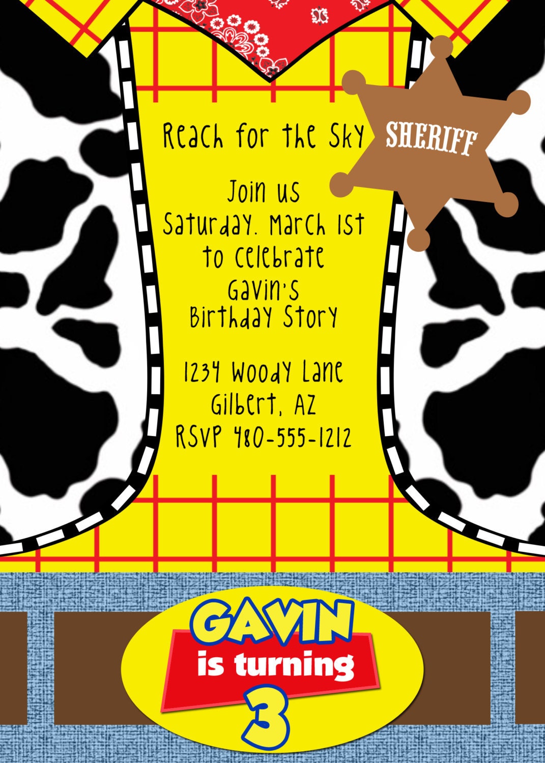PRINTABLE Toy Story Inspired Party Invitation - Woody or Buzz - Fresh Chick Design Studio Il_570xn