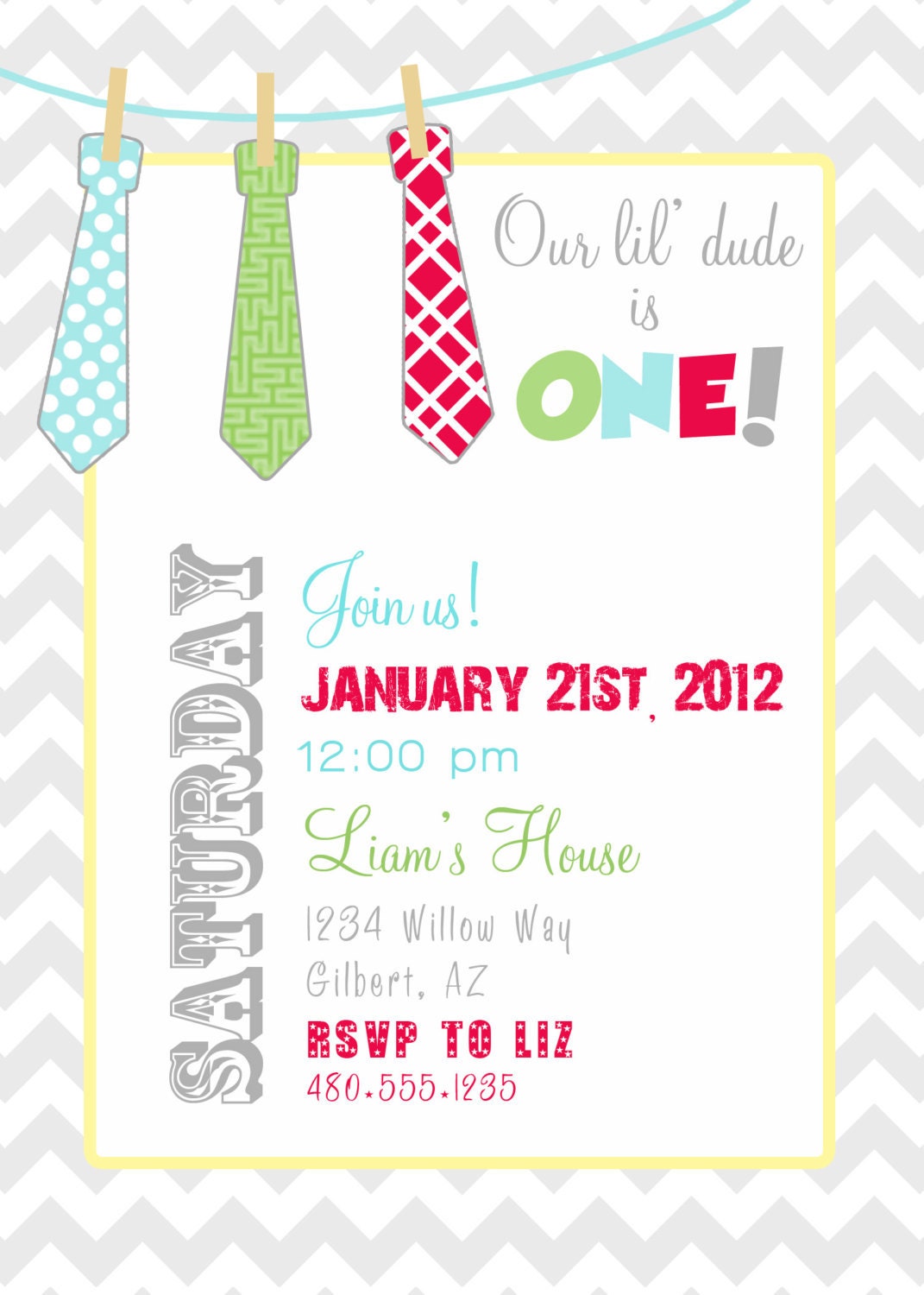 LITTLE MAN TIE Printable Birthday Party or Baby Shower Invite - Fresh Chick Designs Il_570xn