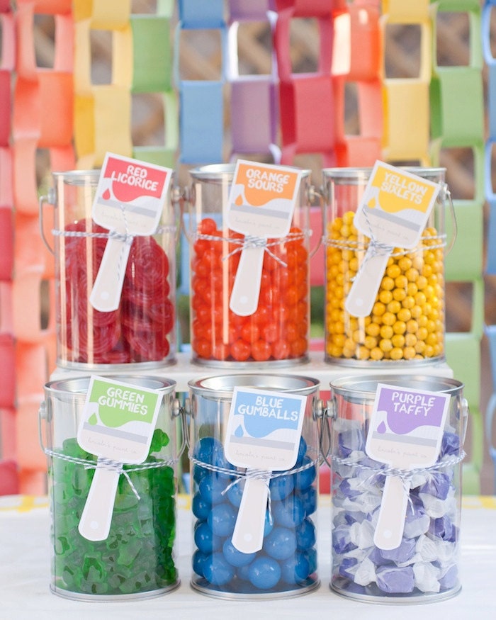 PARTY PRINTABLE - Rainbow Art Paint Party Printable Labels - Petite Party Studio Il_570xn