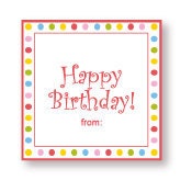12 Happy Birthday Gift Labels with Multi Dot Border