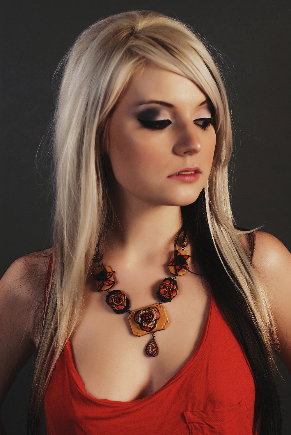 Leopard Print Floral Statement Necklace by Petal Cove