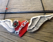 SALE Chained Heart with Wings Necklace by Petal Cove