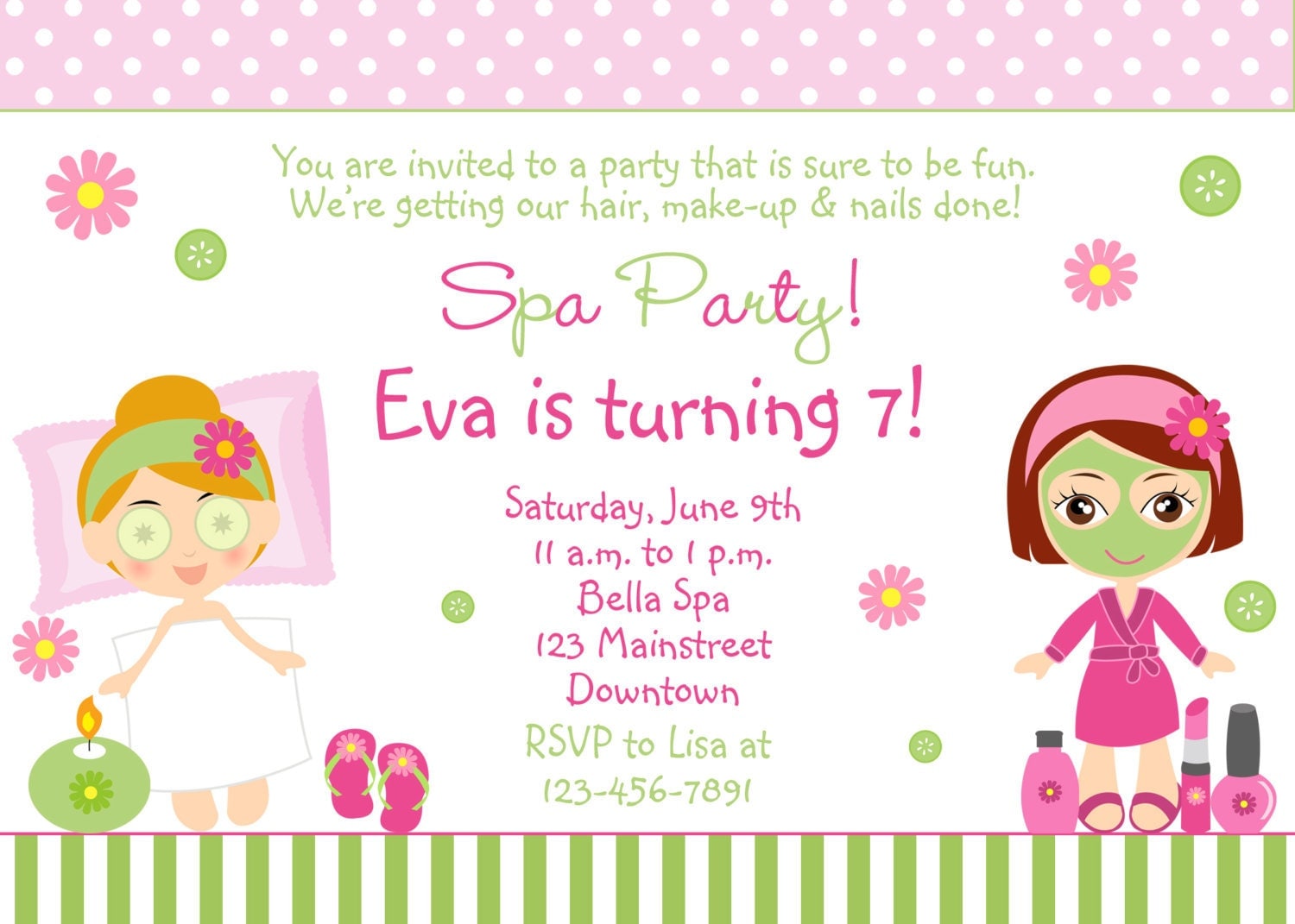 Spa Birthday Party Invitation printable by TheButterflyPress