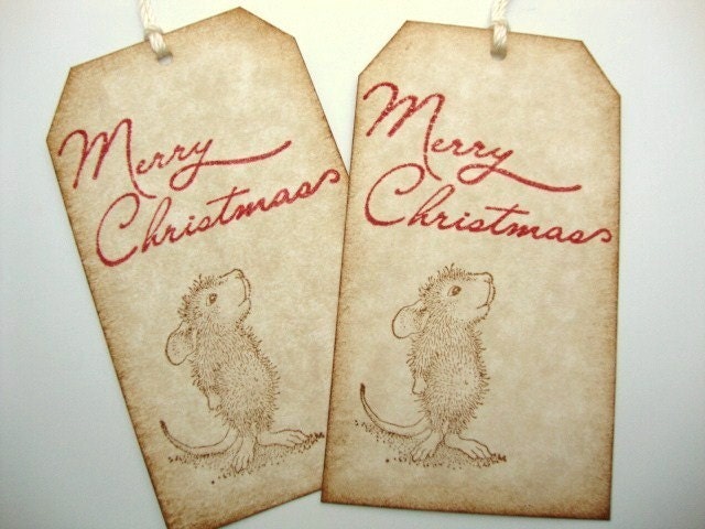 Vintage Christmas Mouse Gift Tags