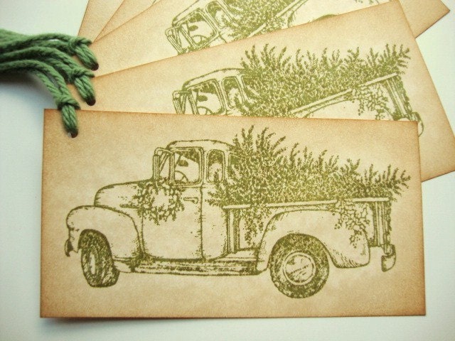 Christmas Gift Tags Rustic Country Christmas Tree Truck