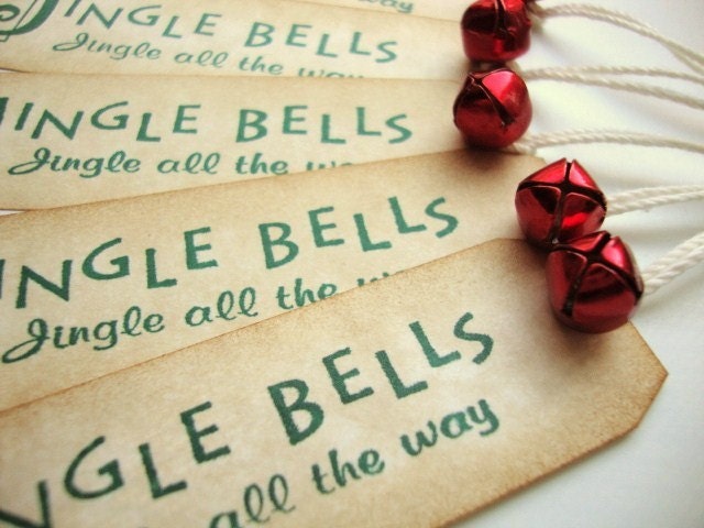 Christmas Gift Tags Rustic Vintage Style Jingle Bells