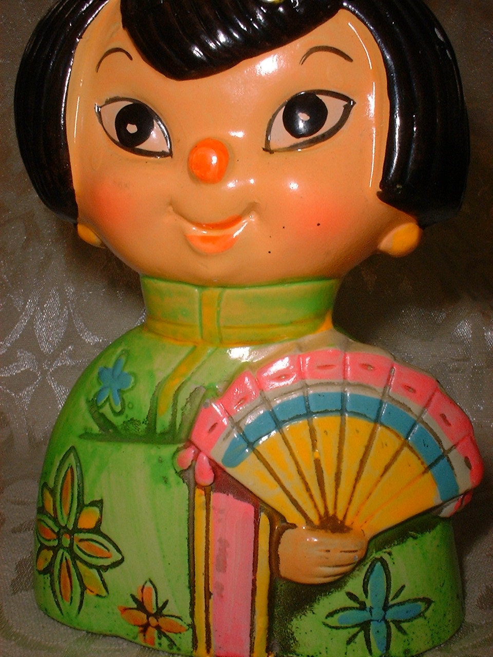 Sixties Cartoonish Day Glo Girl Bank REDUCED