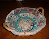 Old and Rare Fabric Coil Basket REDUCED