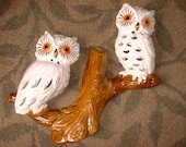 Two Large Lightable Owls on a Branch Vintage Wall Decor REDUCED