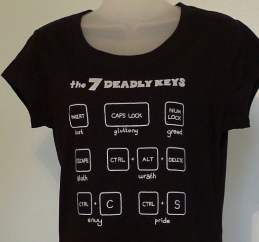 7 Deadly Keys Ladies T-Shirt Black