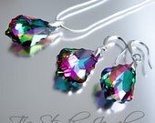 Bridesmaid Necklace and Earring Set Peacock Theme Bridal Party Jewelry - AURORA