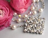 Elegant Bridal Crystal and Pearl Multi Strand Necklace