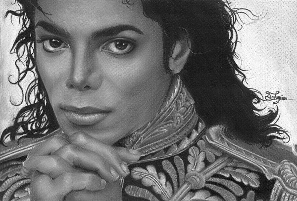 Michael Jackson Magic - 8x12 Stretched Canvas Print - Read to Hang - Charcoal Drawing, celebrity, portrait, black and white, MJ, king of po