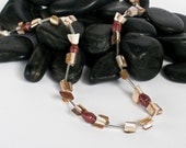 Paper bead necklace - Shell necklace - Burgondy Red - Fall fashion, autumn, harvest - Eco friendly and lightweight - FREE SHIPPING