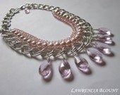 Pink Statement Necklace: Pink Pearls and Crystals Bridal & Bridesmaid Necklace