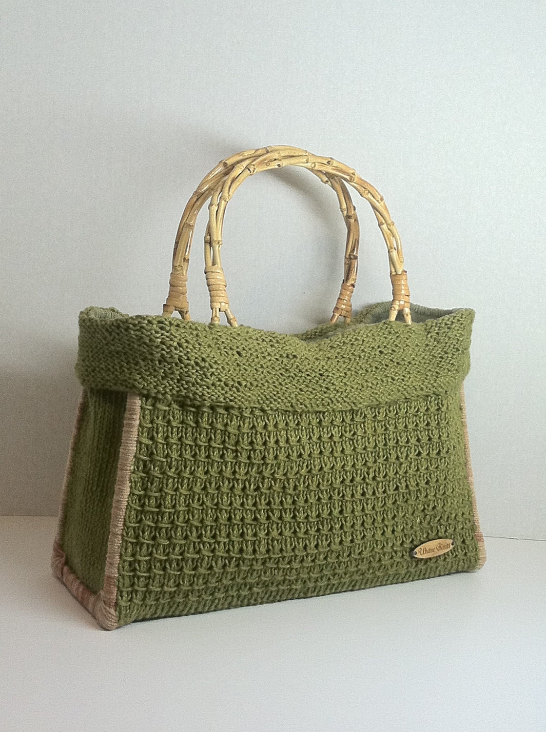 Sale - Hand Knit Green Hemp Handbag