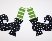 Iron On Applique Green Stripe STOCKINGS WITCH SHOES