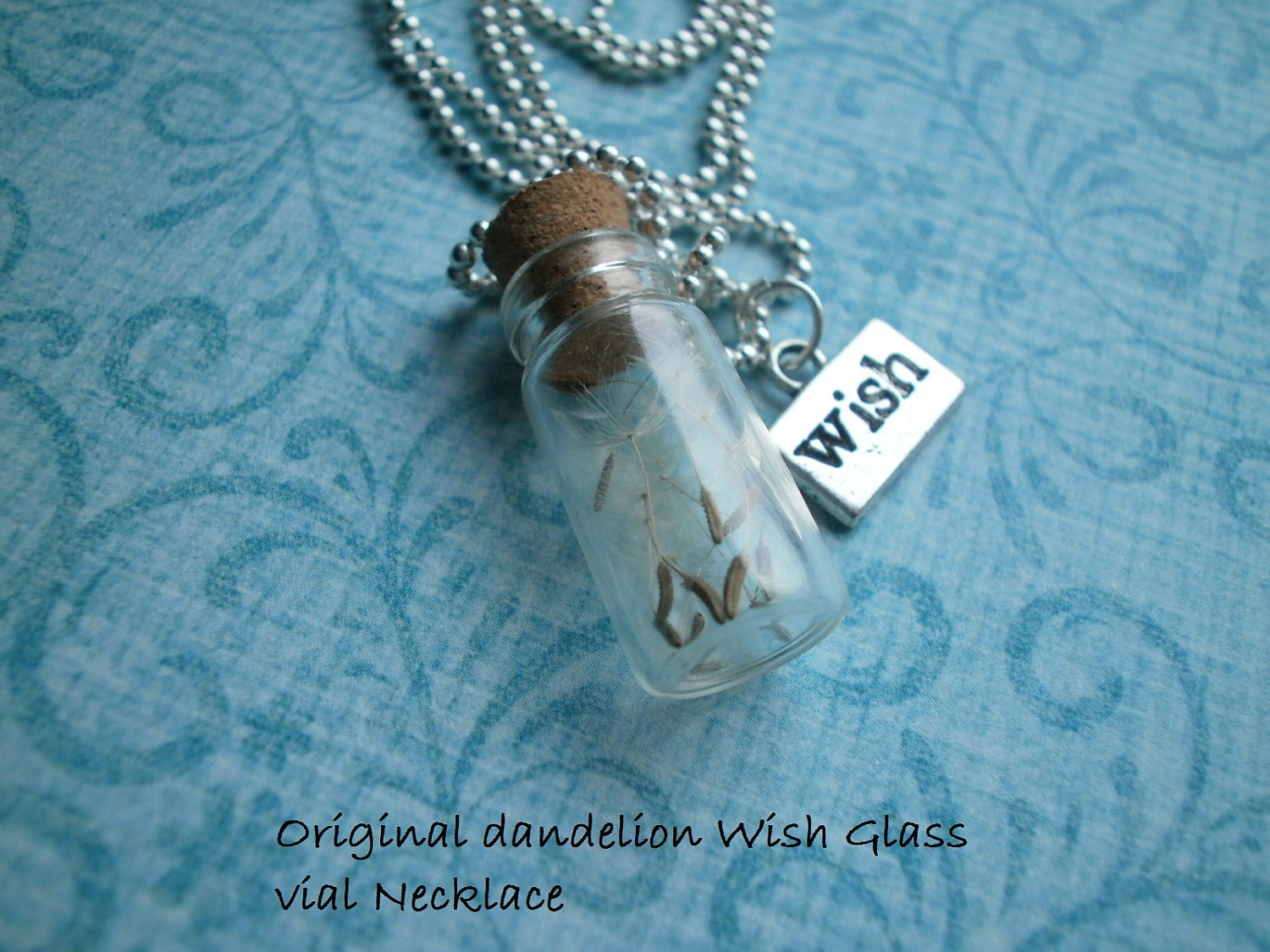 Original Glass vial bottle Dandelion seed WISH Necklace