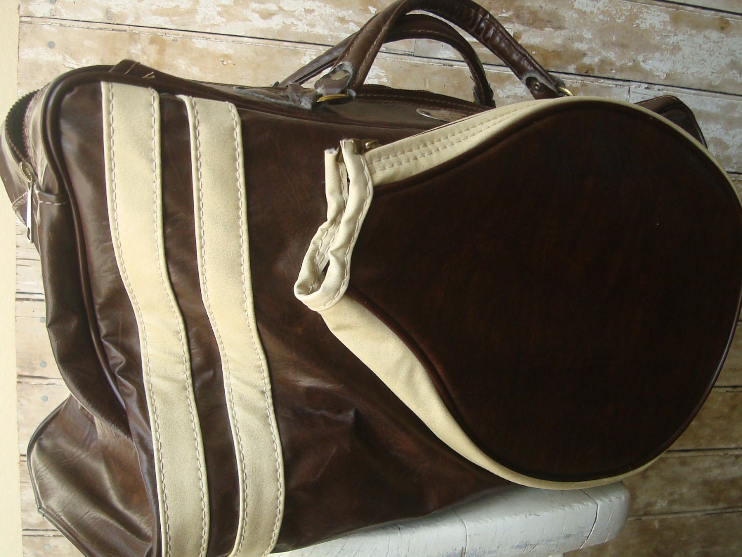 Vintage Wilson Tennis Leather and Vinyl Bag Awesome Piece 1960's-70's