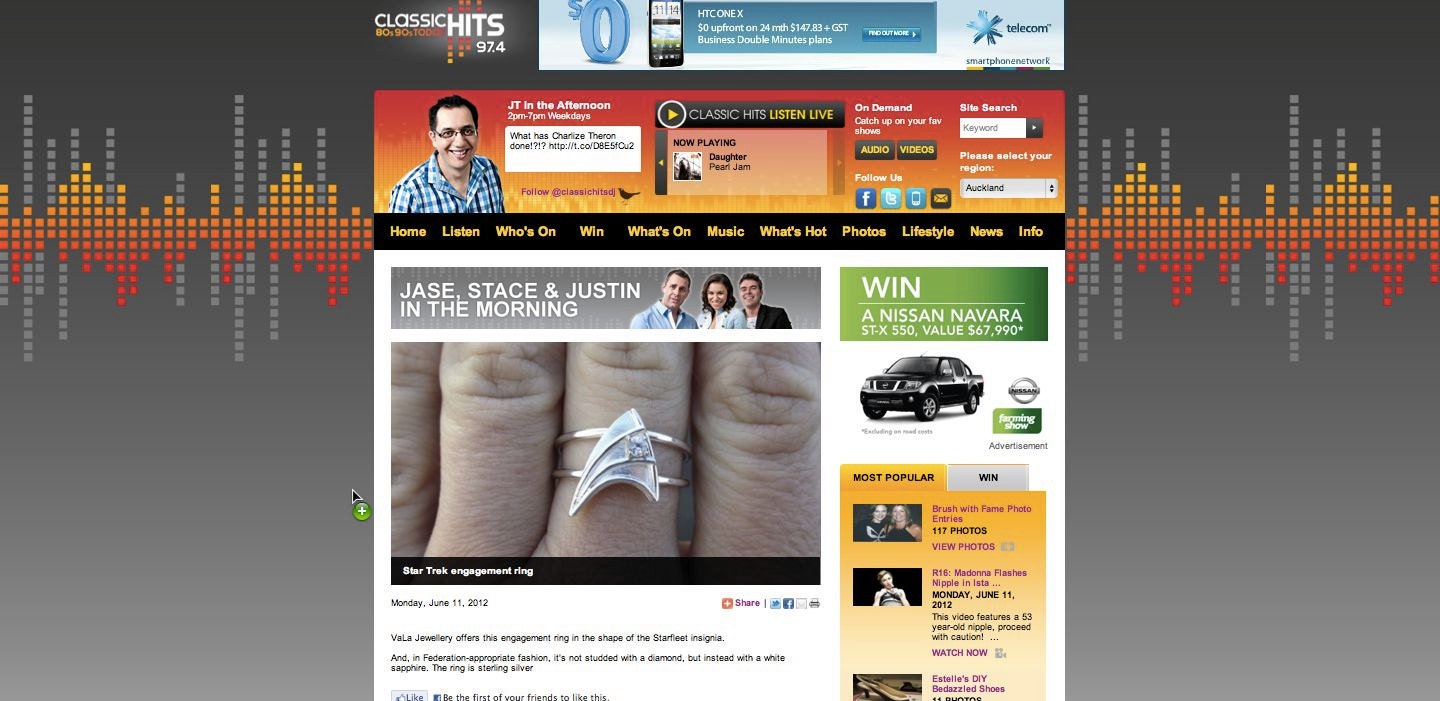 PUBLISHED Sterling Silver Engagement Ring with White Sapphire Star Trek Insignia Inspired  Made To Order