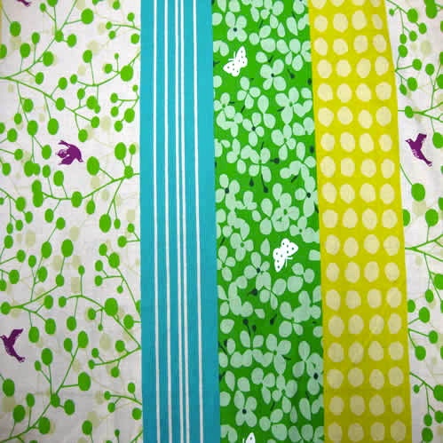 Echino Fabric Bird Stripes Spring Japanese Kokka Fabric  - 1 Yard